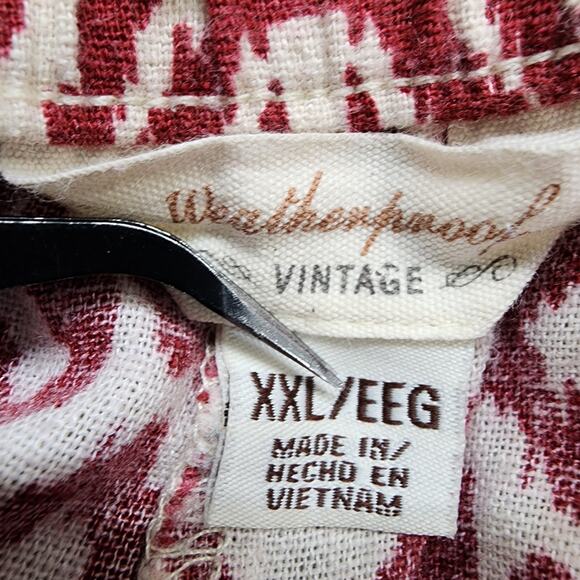 Waterproof Vintage Shorts Womens XXL Red Merlot Geometric Printed Linen Pull On - Picture 3 of 11